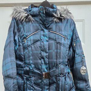 ANA jacket jade plaid, NEW, feather down